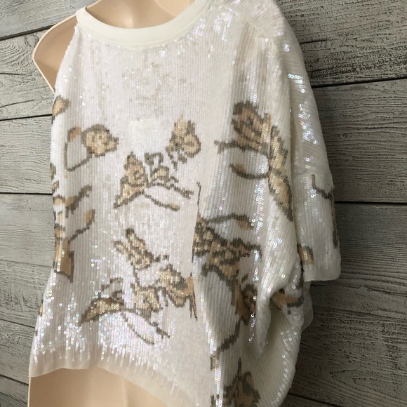 Free People Sequin Top Off-Shoulder Size Small NWT - Picture 8 of 9